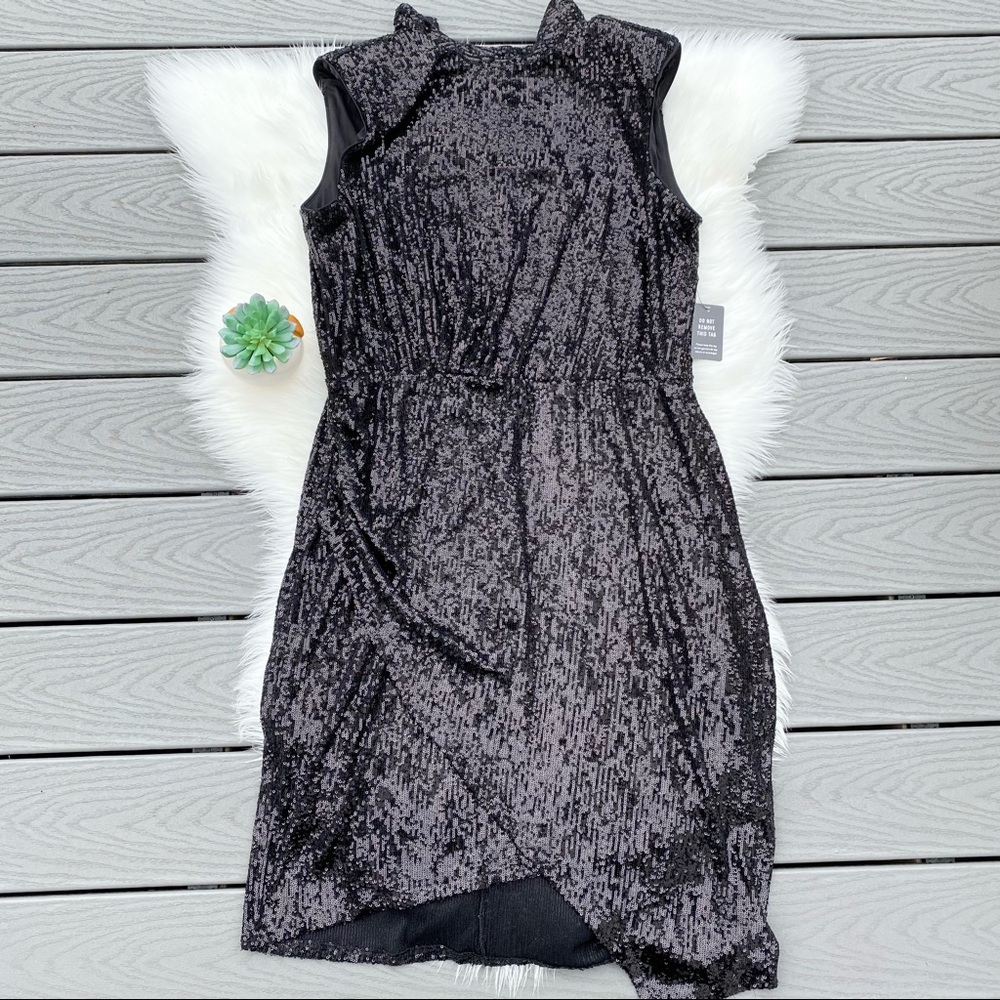 Express Black Sequin Midi Dress